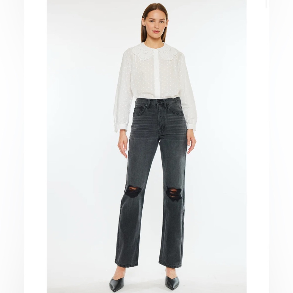 NWT KanCan Black Dixon Ultra High Rise 90’s Boyfriend Ripped Jeans 3 / 25